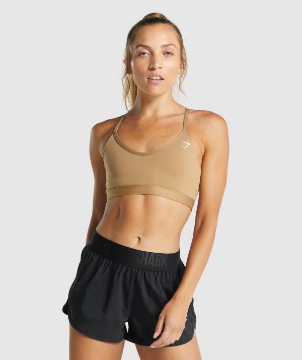 Damske Športové Podprsenky Gymshark V Neck Svetlo Hnede | BX6420358